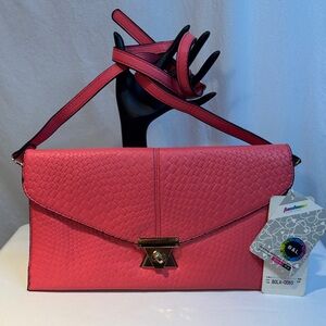 Pink Woven Shoulder Bag